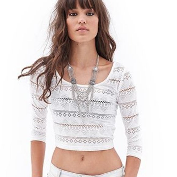 FOREVER 21 WHITE CROCHET TANK - Picture 7 of 8